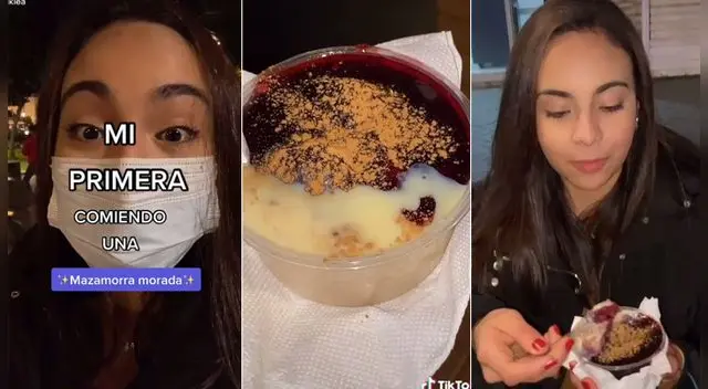 Extranjera prueba por primera vez mazamorra morada y así fue su reacción