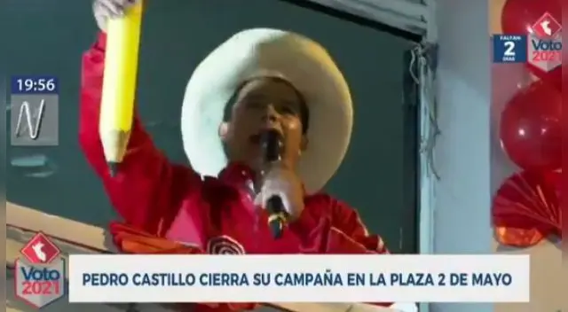 Pedro Castillo realizó cierre de campaña multitudinario en la Plaza 2 de Mayo.