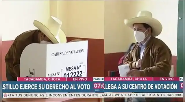 Pedro Castillo emitió su voto acompañado de su esposa.