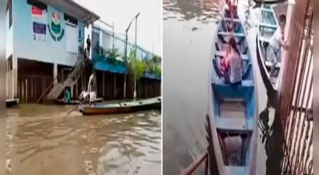 iquiteños en canoa hacia sus locales de votación iquiteños en canoa hacia sus locales de votación
