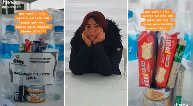 Milena Zárate bromeó con el refrigerio que recibió por parte de la ONPE.