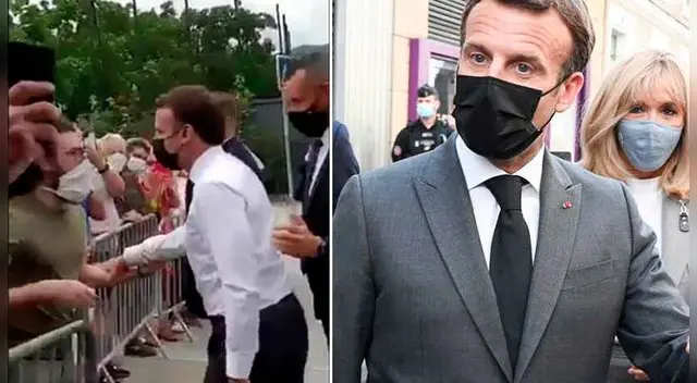 Emmanuel Macron recibe una bofetada de un hombre entre la multitud