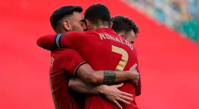 Portugal vs Israel: Cristiano Ronaldo celebra su anotación en el cotejo Portugal vs Israel: Cristiano Ronaldo celebra su anotación en el cotejo