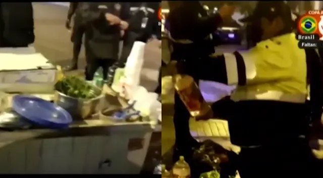 Efectivos de la Municipalidad de Ate vaciaron el contenido de las botellas. Efectivos de la Municipalidad de Ate vaciaron el contenido de las botellas.