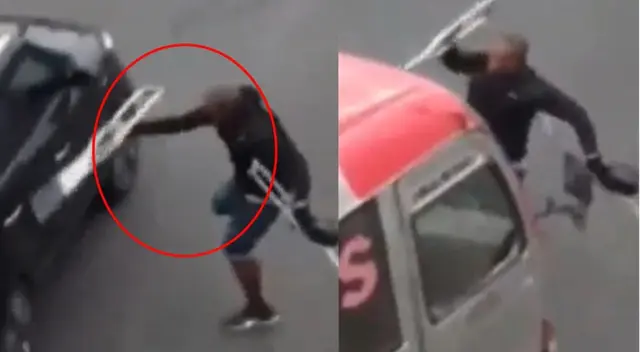 SMP: discapacitado utiliza sus muletas para romper lunas de vehículos – VIDEO