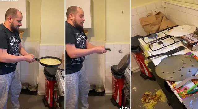 Joven intentó darle vuelta a su tortilla, pero todo acabó mal Joven intentó darle vuelta a su tortilla, pero todo acabó mal