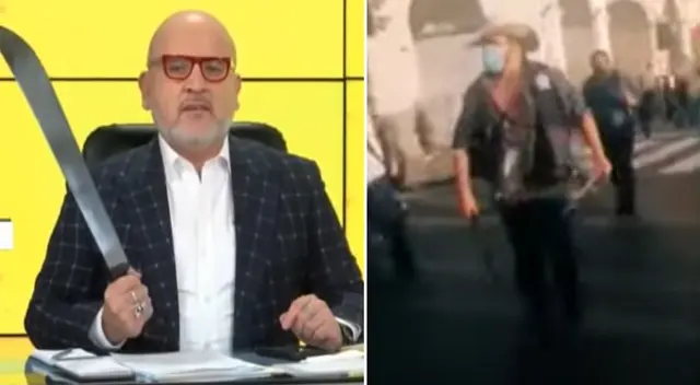 Beto Ortiz es criticado en redes por aparecer con machete y por sus comentarios racistas Beto Ortiz es criticado en redes por aparecer con machete y por sus comentarios racistas