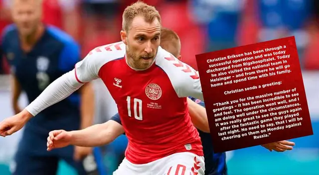 Christian Eriksen fue dado de alta y visitó a selección Dinamarca. Christian Eriksen fue dado de alta y visitó a selección Dinamarca.