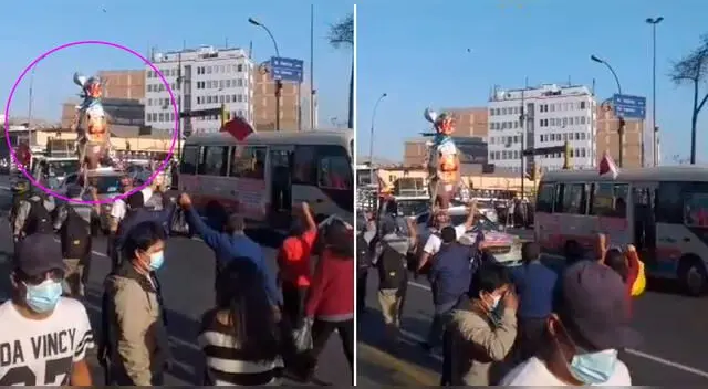 TikTok viral: Estatua con el símbolo del partido de Keiko Fujimori paseó por Lima.