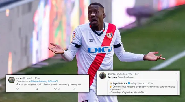 Luis Advíncula es suplente y los hinchas de Rayo Vallecano celebran