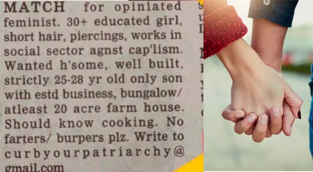 Match casi Imposible: mujer fue viral en India con peculiar solicitud. Match casi Imposible: mujer fue viral en India con peculiar solicitud.