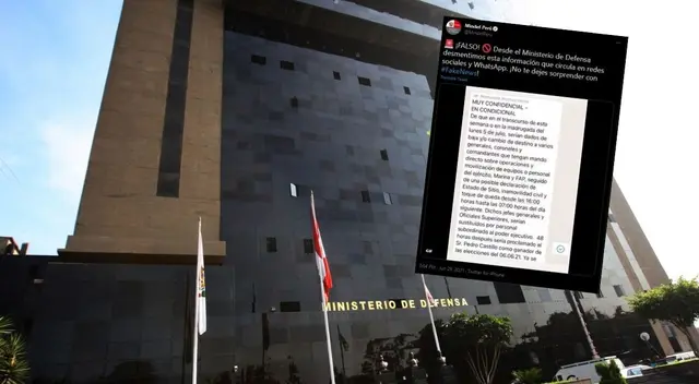 Ministerio de Defensa se pronuncia por información falsa en WhatsApp y redes sociales Ministerio de Defensa se pronuncia por información falsa en WhatsApp y redes sociales