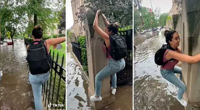 TikTok Pareja graban sus paseos por las calles inundadas de su ciudad