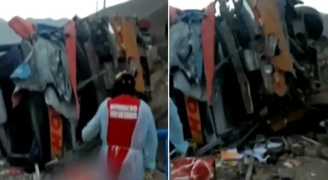 Ómnibus interprovincial chocó con un tráiler y cayó a vías de tren: saldo de un muerto y tres heridos