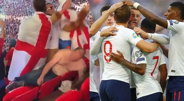 Hincha inglés se vuelve viral por caída en plena celebración del pase a la final