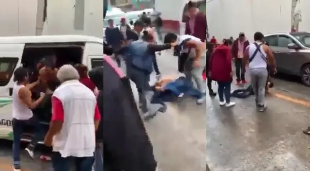 Pasajeros de transporte público golpean a un asaltante Pasajeros de transporte público golpean a un asaltante