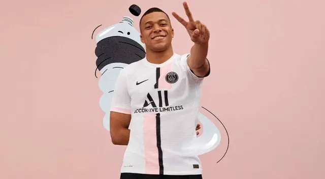 Kylian Mbappé luciendo la nueva camiseta alterna del PSG
