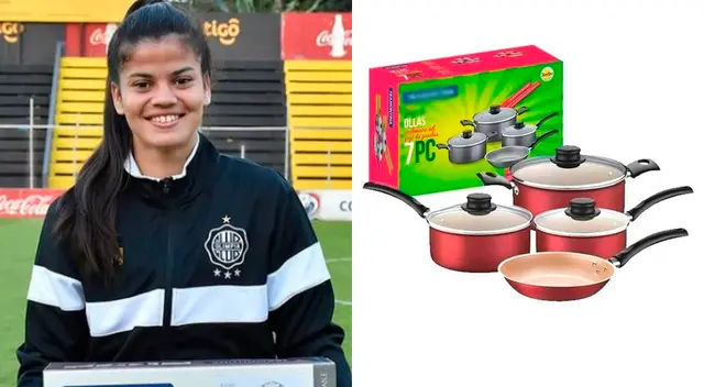 Jugadora recibió un juego de ollas.