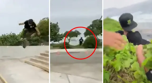 Skater hace maniobra a lo Angelo Caro y casi cae al acantilado de la Costa Verde Skater hace maniobra a lo Angelo Caro y casi cae al acantilado de la Costa Verde