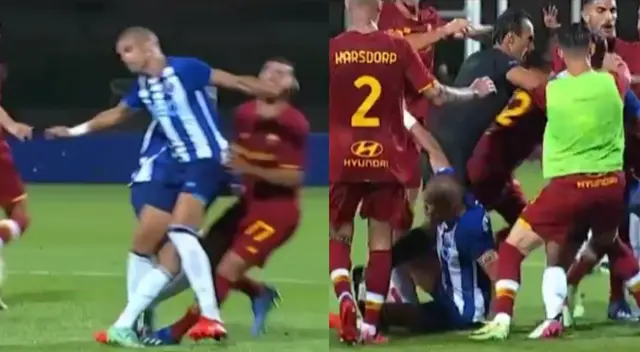 Pepe tuvo una dura entrada contra Mkhitaryan en amistoso Porto vs Roma