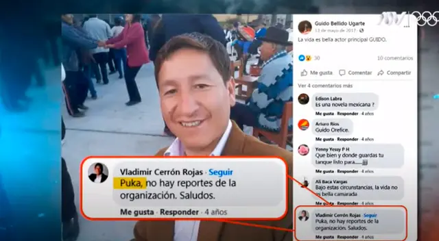 Guido Bellido es llamado Puka por Vladimir Cerrón. Captura: ATV Noticias. Guido Bellido es llamado Puka por Vladimir Cerrón. Captura: ATV Noticias.
