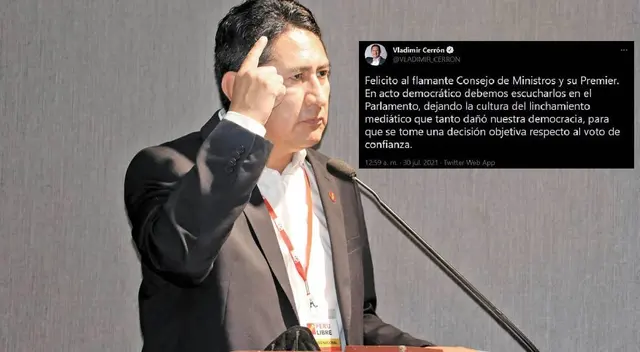 Vladimir Cerrón respalda a nuevo Gabinete Ministerial Vladimir Cerrón respalda a nuevo Gabinete Ministerial