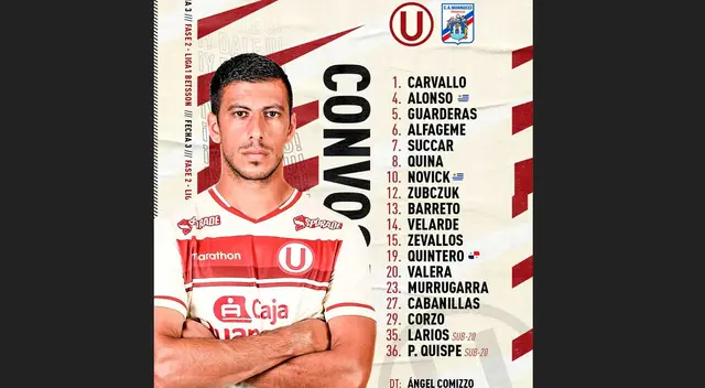 Lista de convocados de Universitario.</div>   