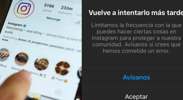 Usuarios reportan caída de la red social Instagram Usuarios reportan caída de la red social Instagram