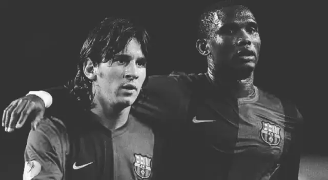 Samuel Eto'o sufre por Lionel Messi. Samuel Eto'o sufre por Lionel Messi.