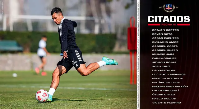 Gabriel Costa en la lista de convocados para el Colo Colo vs. Curicó Unido. Foto: Twitter Colo Colo.   