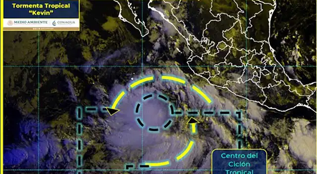 Se fortalece la Tormenta Tropical Kevin en el Pacífico mexicano