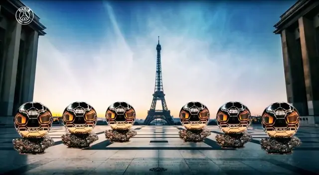 PSG se luce con los seis balones de Oro de Lionel Messi