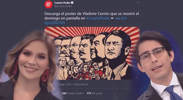Cuarto Poder ofrece descarga del póster de Vladimir Cerrón y genera sorpresa en redes sociales
