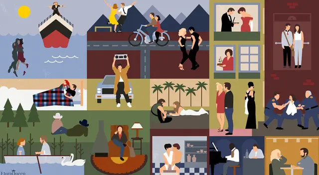Reto visual para encontrar las 20 películas románticas de la imagen
