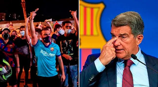 Hinchas del Barcelona arremetieron con Laporta por Messi
