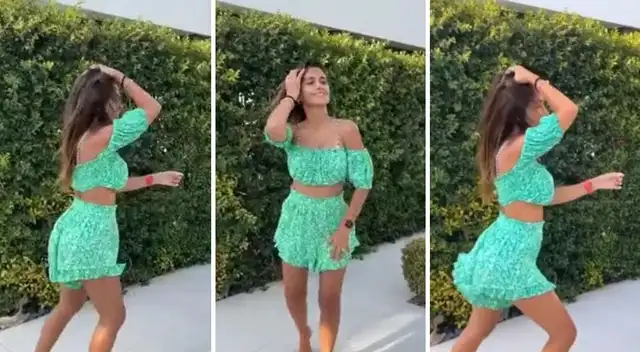 Antonella Roccuzzo baila en reunión con amigos.