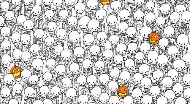 Reto visual: Encuentra el fantasma escondido entre los esqueletos