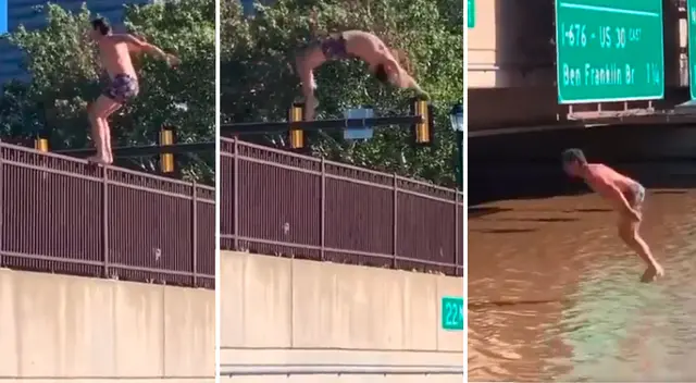 Viral: Hombre salta de espaldas en carretera inundada por el huracán Ida - VIDEO Viral: Hombre salta de espaldas en carretera inundada por el huracán Ida - VIDEO