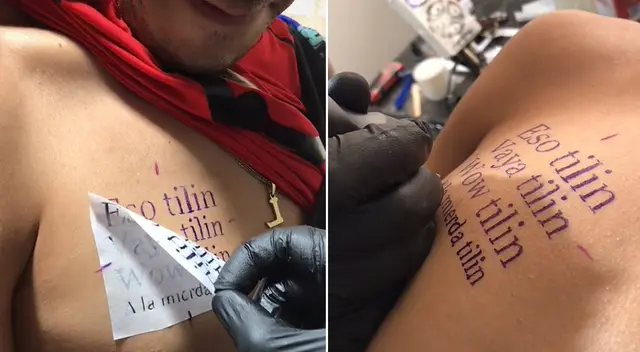 Joven se vuelve viral por tatuarse frase "Eso tilín... baila tilín" del video tendencia en internet Joven se vuelve viral por tatuarse frase "Eso tilín... baila tilín" del video tendencia en internet