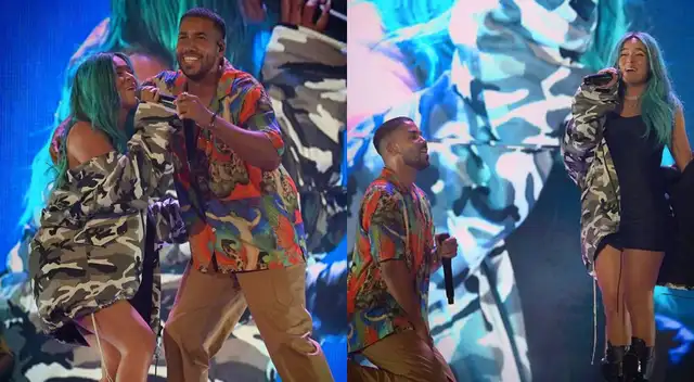 Karol G sorprendió a Romeo Santos en concierto de Aventura