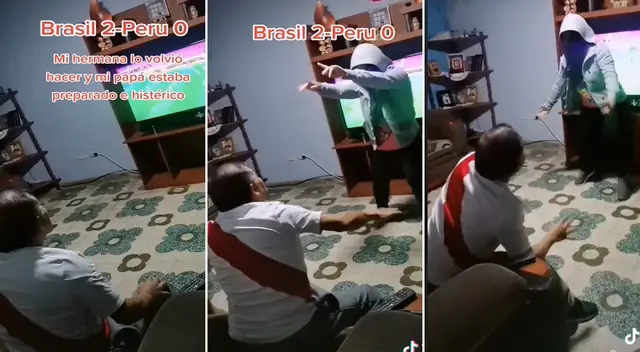 El padre quería ver el partido de Perú vs. Brasil pero su hija se puso frente al televisor El padre quería ver el partido de Perú vs. Brasil pero su hija se puso frente al televisor