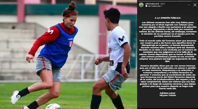 Adriana Lúcar se pronunció en Instagram