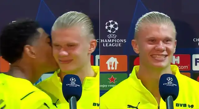 Jude Bellingham besó a Erling Haaland en una entrevista en vivo