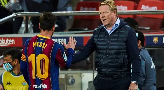 Ronald Koeman lamentó la salida de Lionel Messi del Barcelona en su última conferencia. Ronald Koeman lamentó la salida de Lionel Messi del Barcelona en su última conferencia.