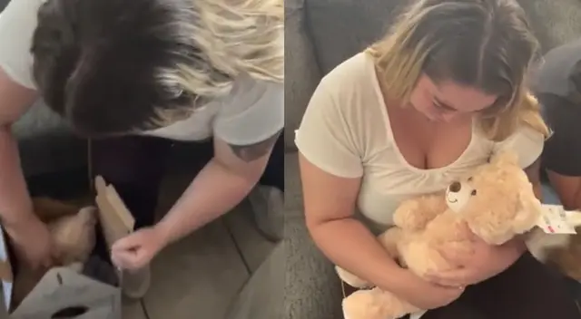 Madre llora al recibir oso de peluche con la voz de su hijo Madre llora al recibir oso de peluche con la voz de su hijo