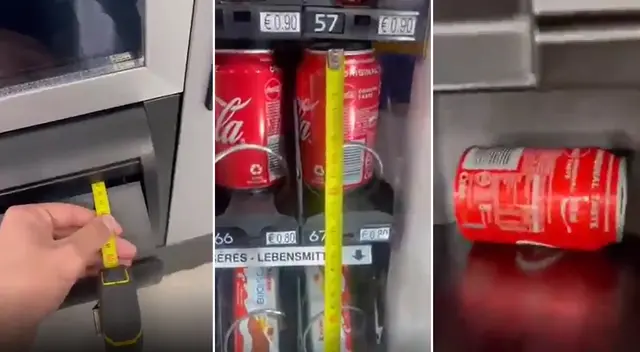 Un hombre es furor en TikTok por hacerse con una Coca Cola de una máquina expendedora con una cinta métrica