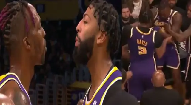Anthony Davis se pelea con su compañero en la derrota de los Lakers