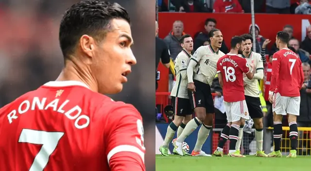 Cristiano Ronaldo y su temerosa entrada contra Curtis Jones.