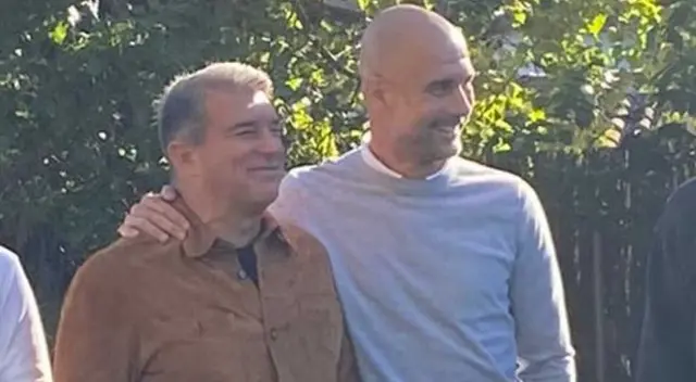 Pep Guardiola acudió al Camp Nou para la presentación de Xavi