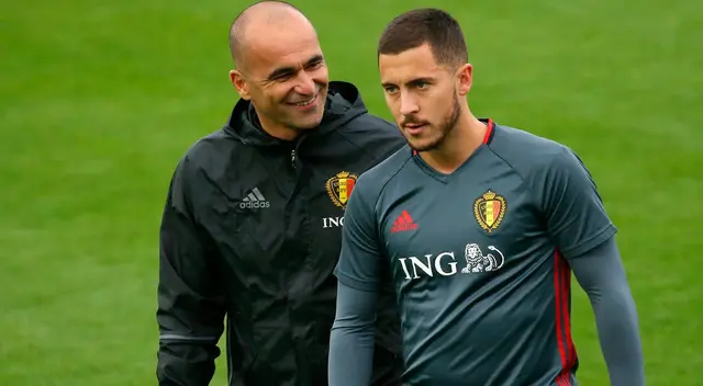 Eden Hazard y Roberto Martínez en la Selección de Bélgica